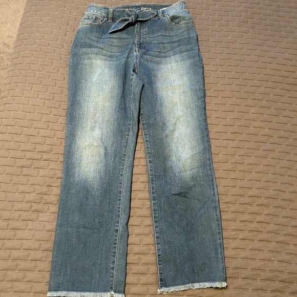 INC Denim | Front-Tie Raw Hem Straight Leg Jeans-Size 6 - Picture 1 of 9